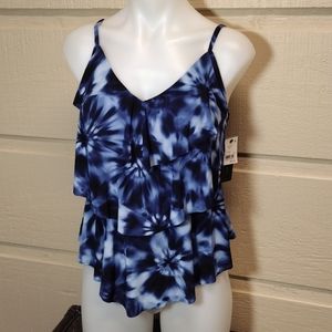 Aqua Green tankini ruffled top M